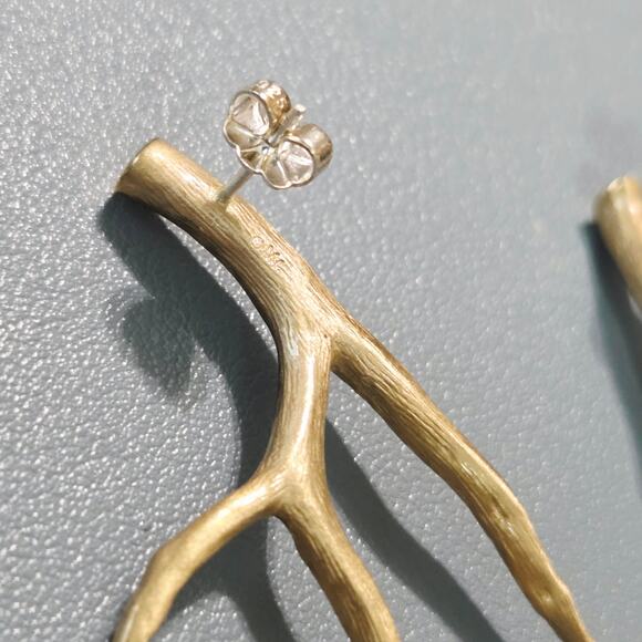 Mignon Faget Coral Earrings in Bronze with Sterling Silver Post Dangle Statement - Picture 6 of 7